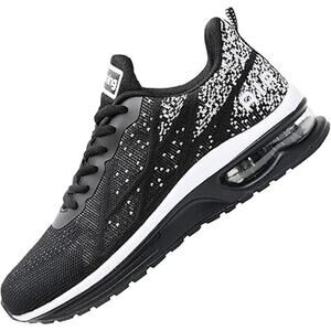 Quappe Womens Size 8.5 Black White Mesh Lace Up Air Cushioned Athletic Shoes